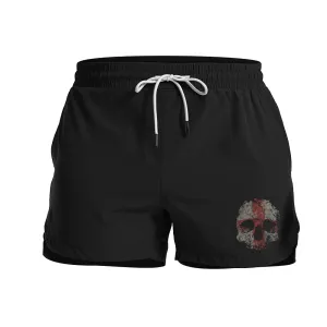 Men's Quick Dry Cross Skeleton Graphic Shorts