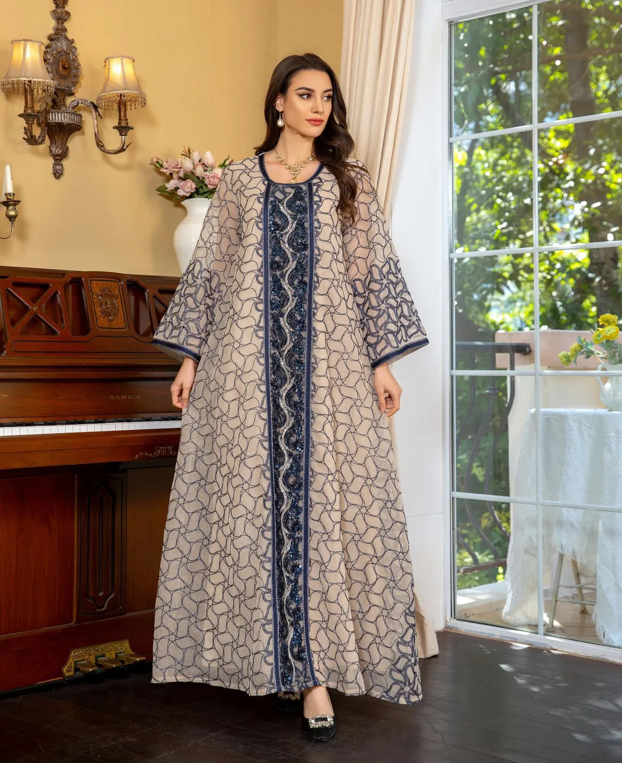 Mesh Modest Muslim Evening Dresses