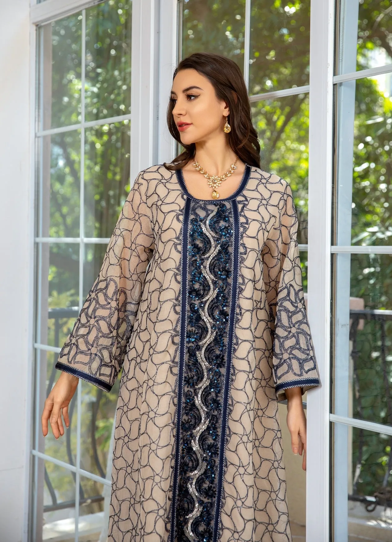 Mesh Modest Muslim Evening Dresses