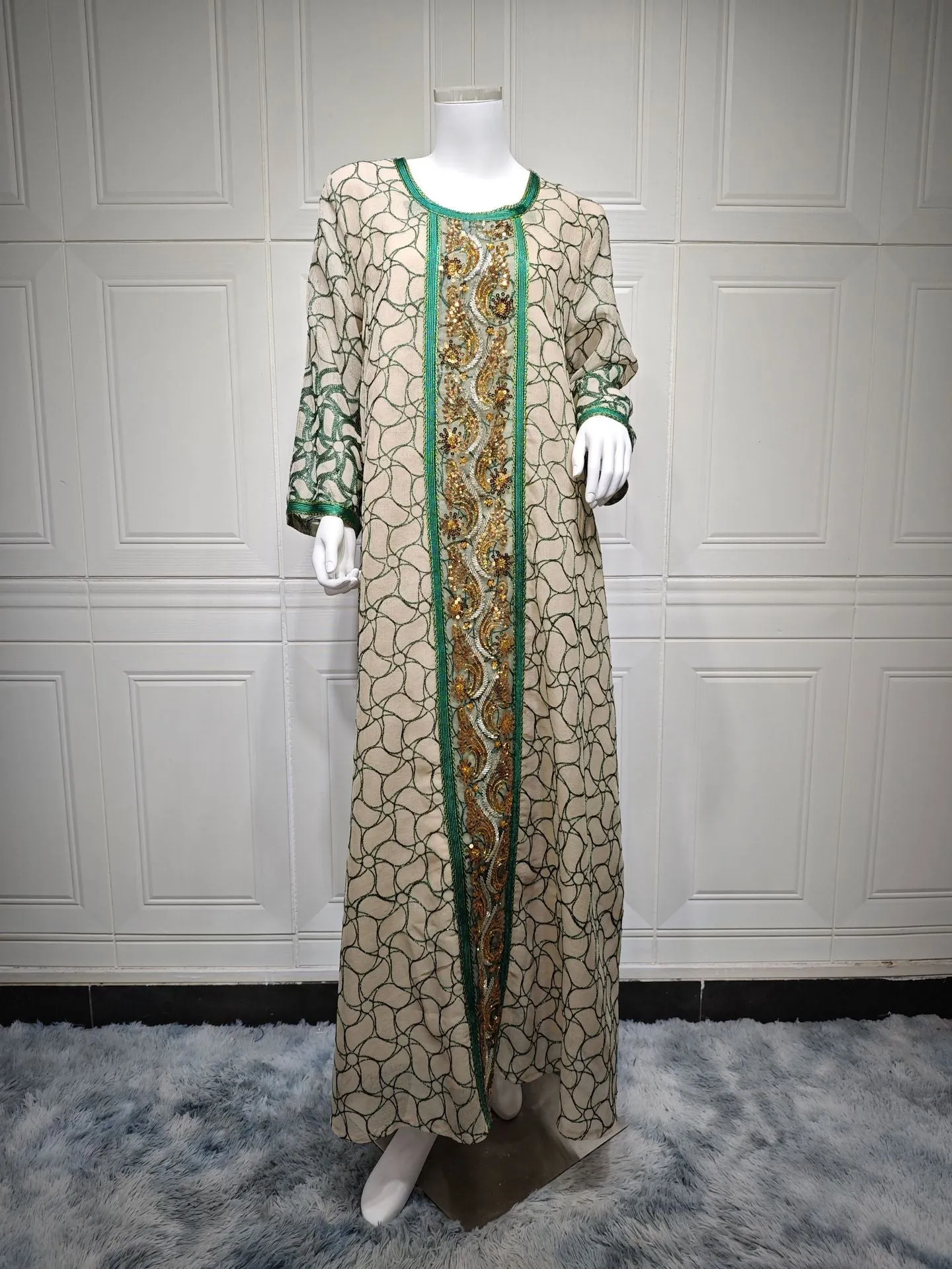 Mesh Modest Muslim Evening Dresses