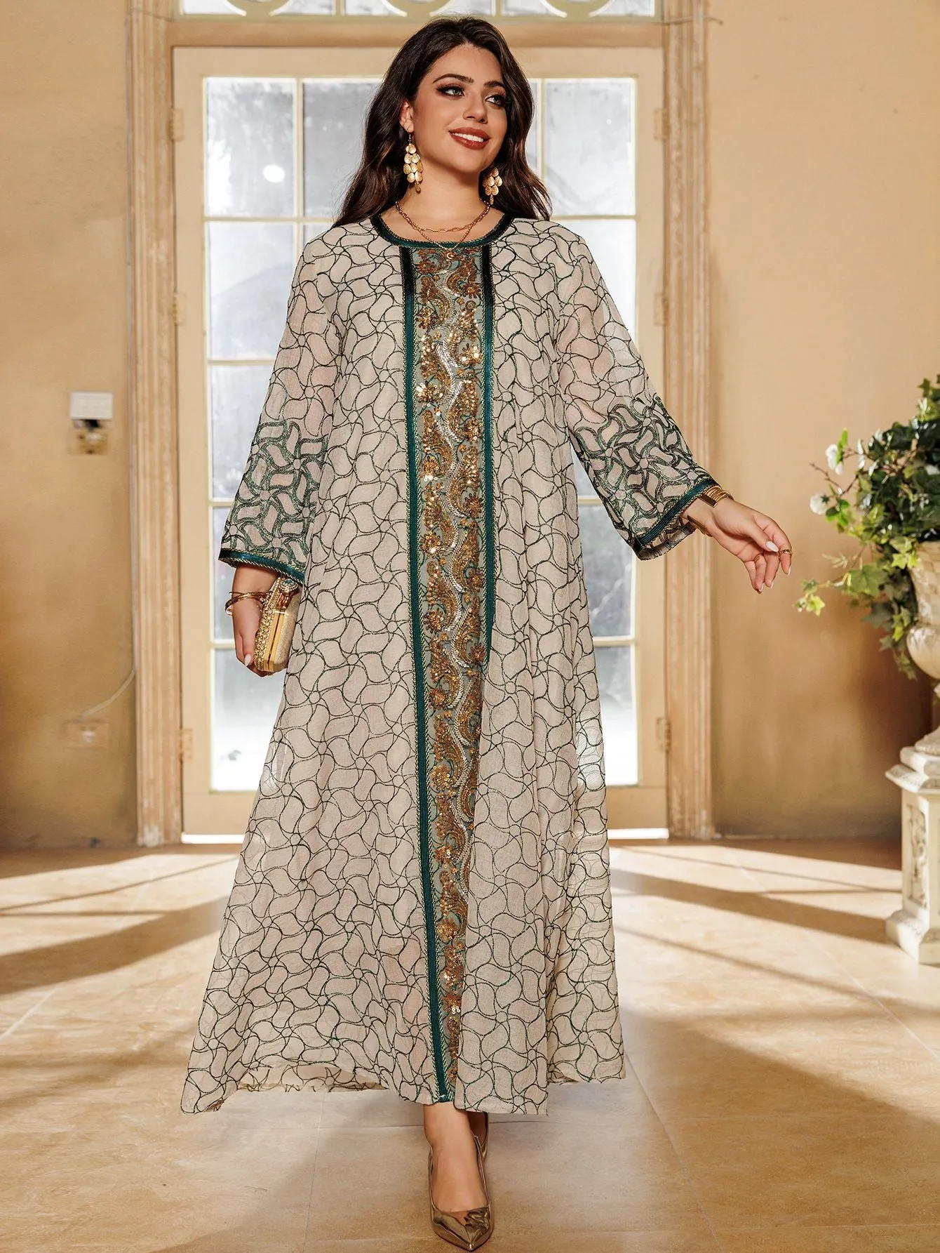 Mesh Modest Muslim Evening Dresses