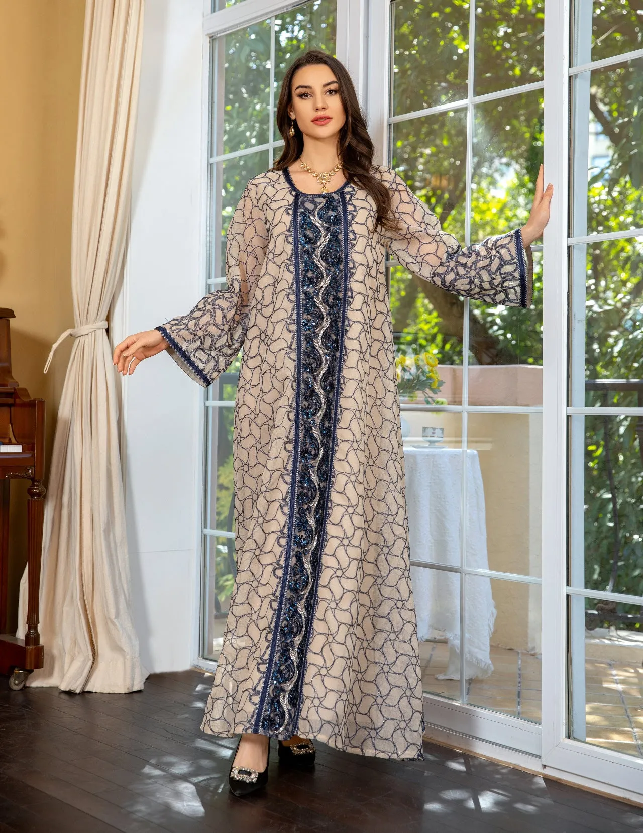 Mesh Modest Muslim Evening Dresses
