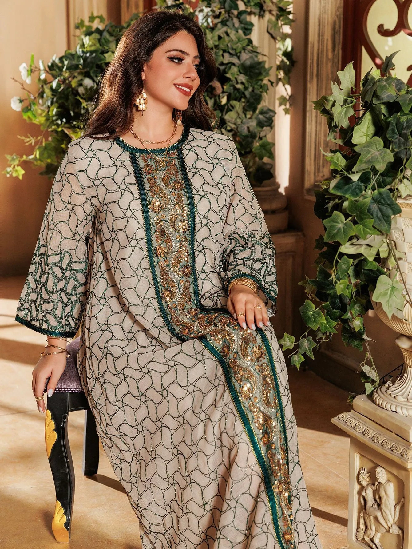 Mesh Modest Muslim Evening Dresses