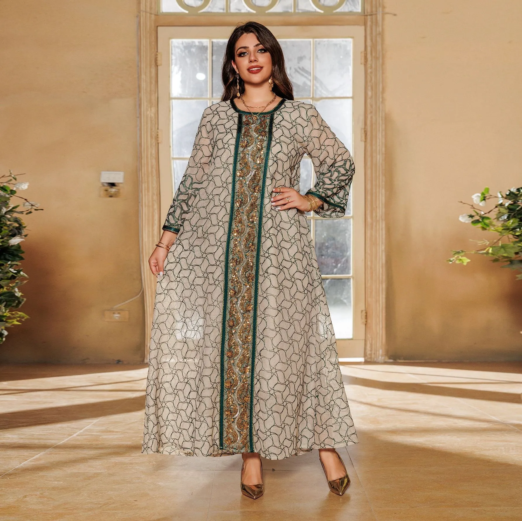 Mesh Modest Muslim Evening Dresses