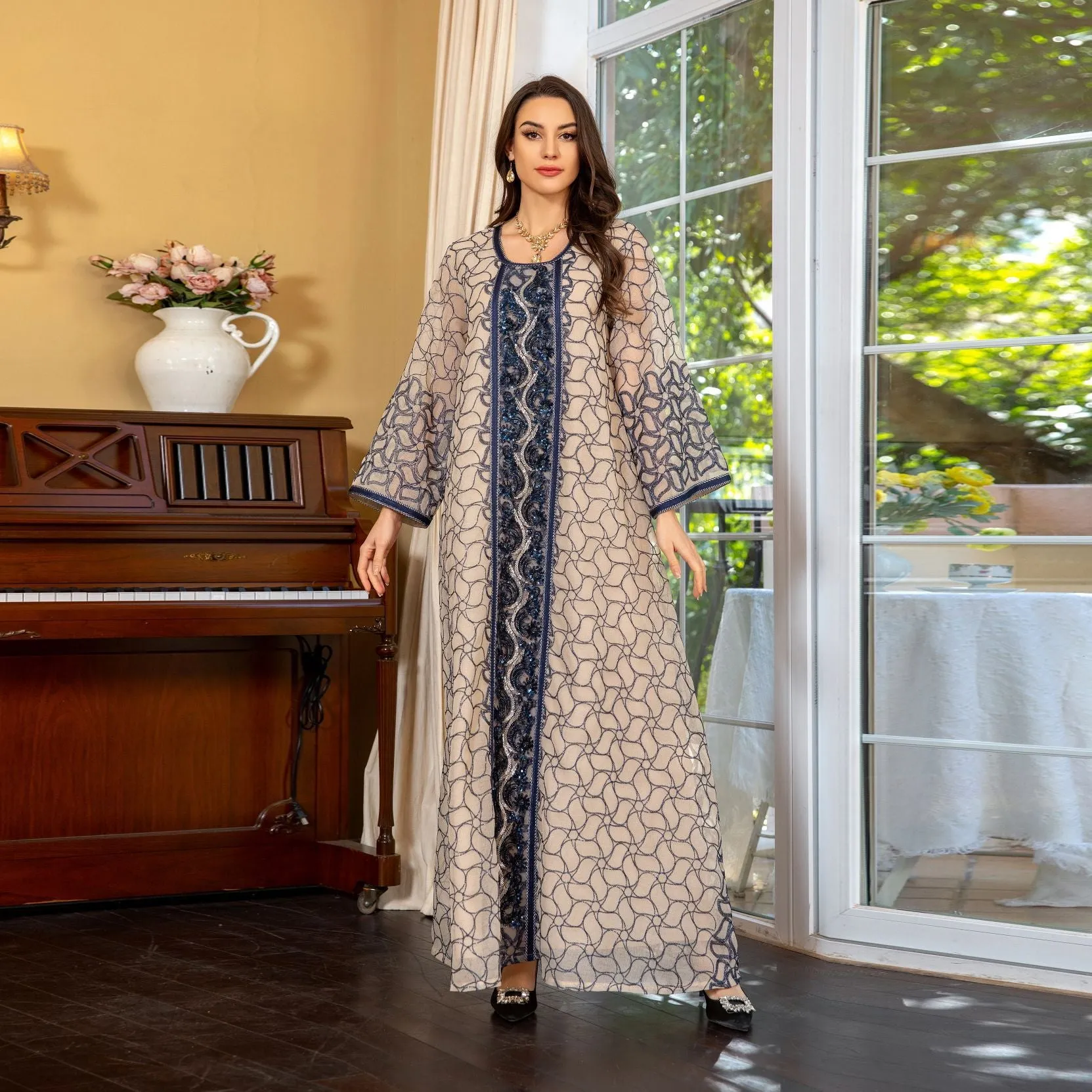 Mesh Modest Muslim Evening Dresses
