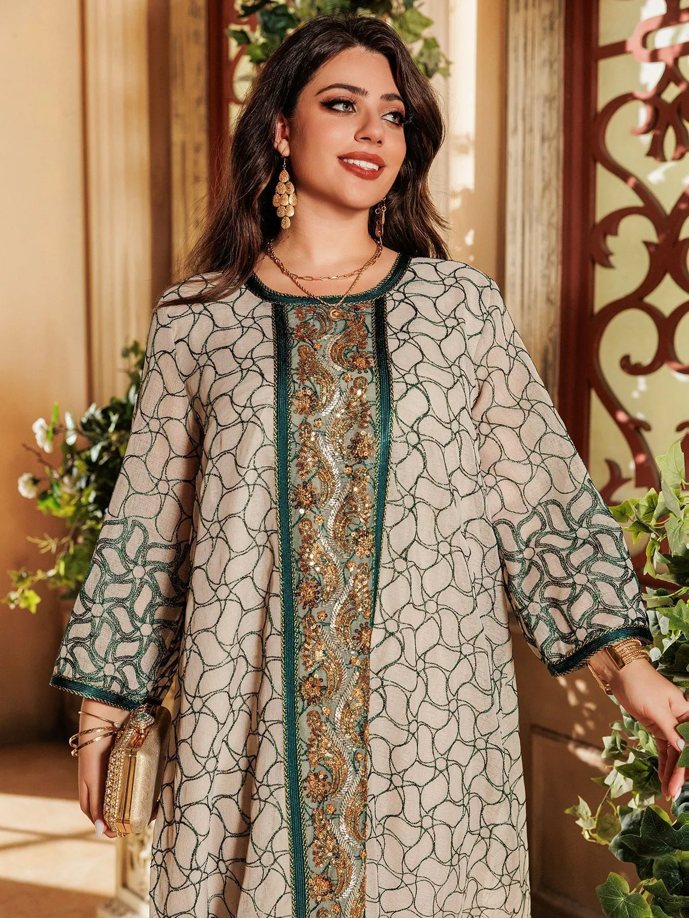 Mesh Modest Muslim Evening Dresses