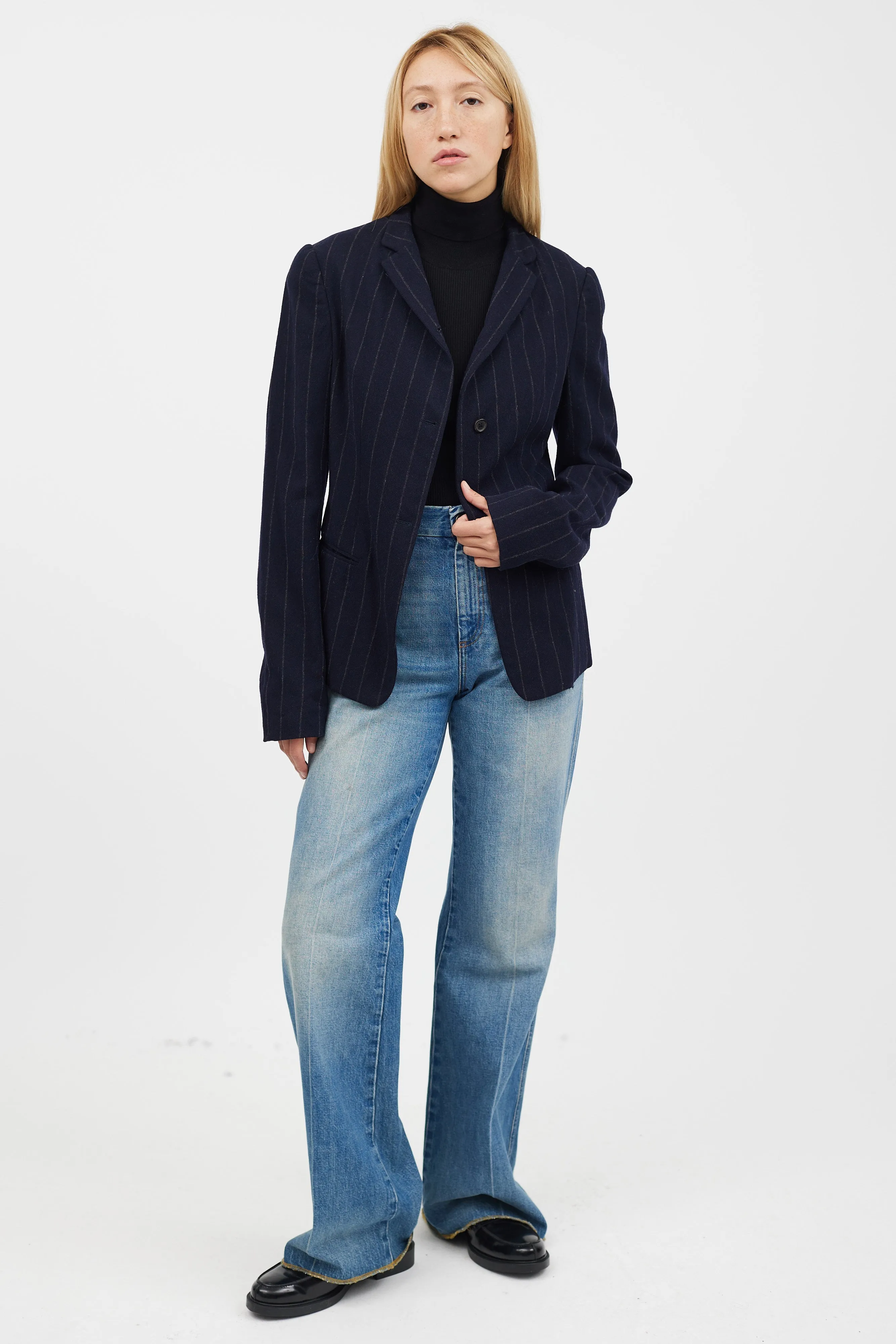 Navy & Grey Striped Blazer