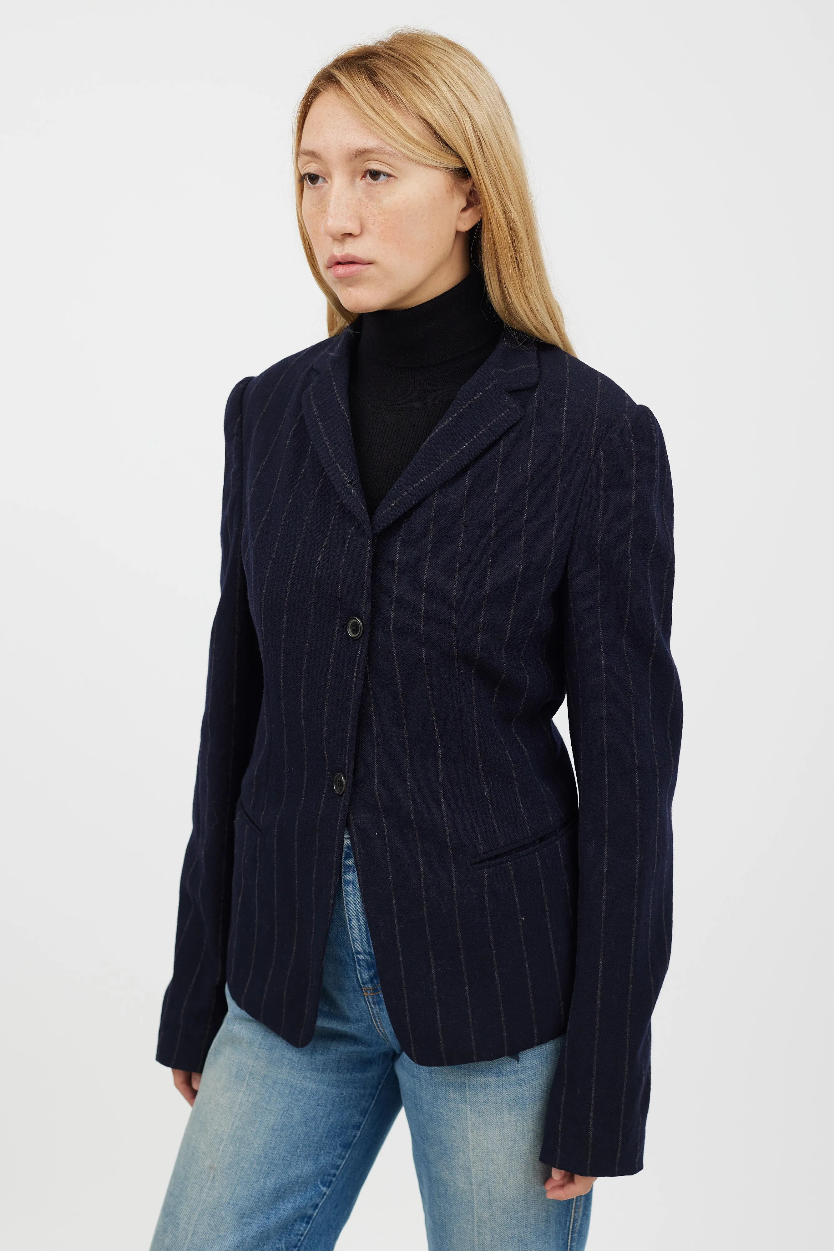 Navy & Grey Striped Blazer