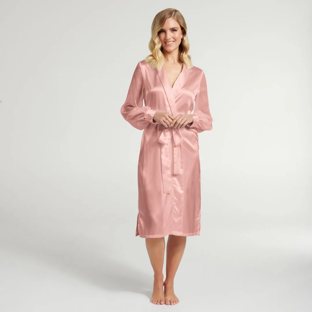 Olivia Midi Satin Bridal Robe