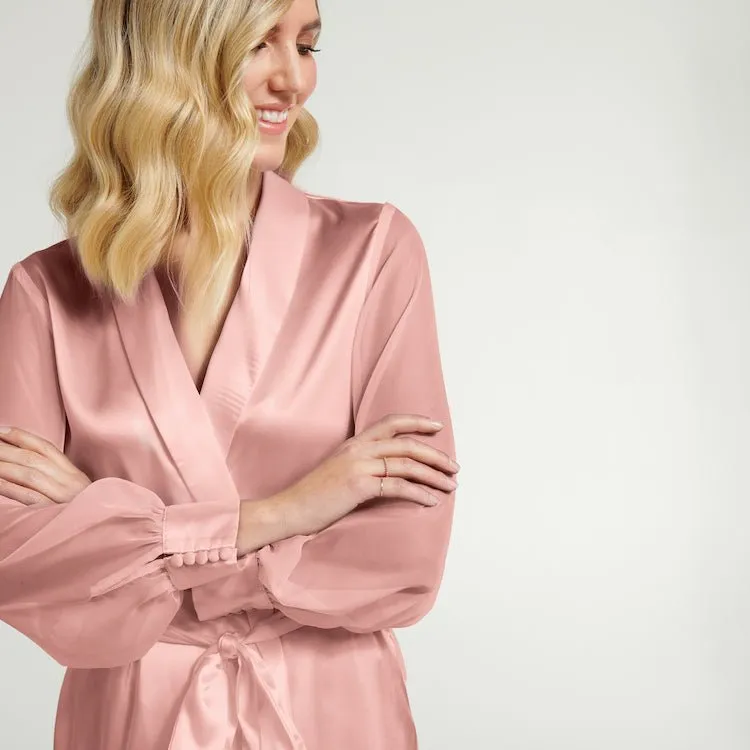 Olivia Midi Satin Bridal Robe