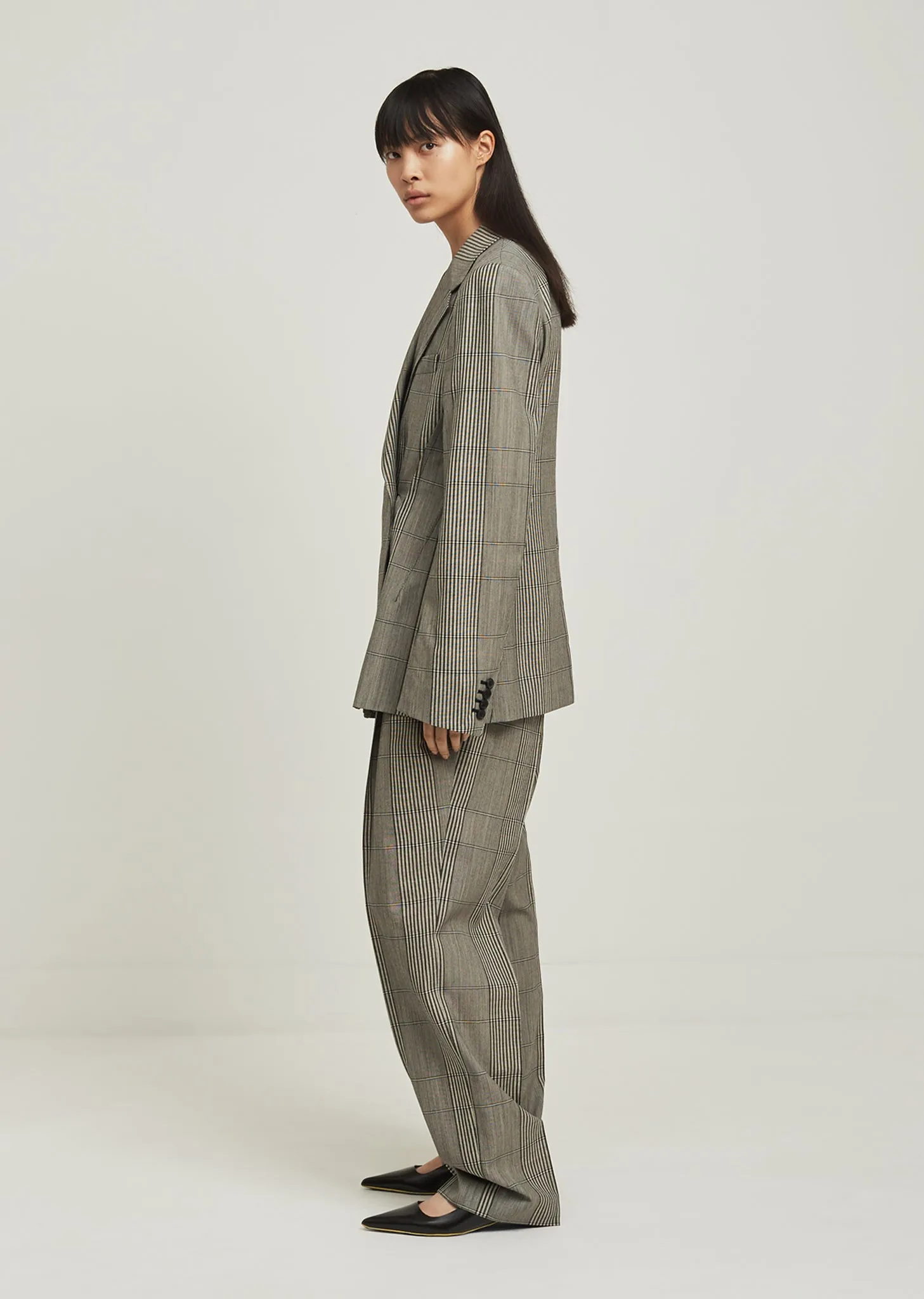 Over Check Wool Blazer