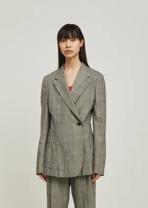 Over Check Wool Blazer