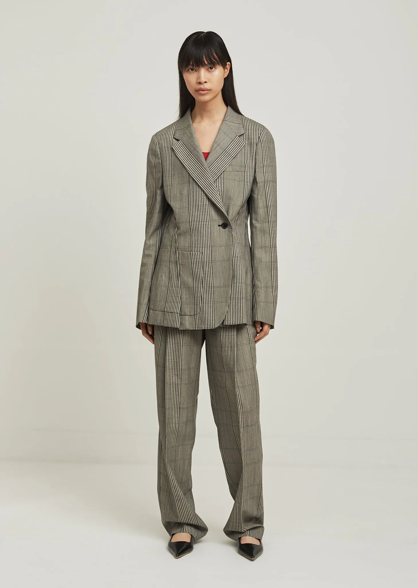 Over Check Wool Blazer