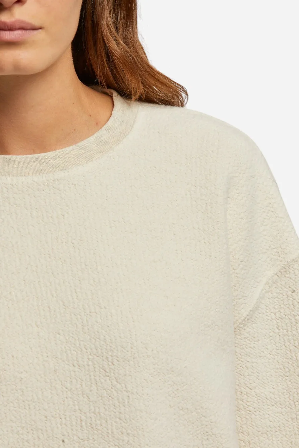 Perfect White Tee Mayer Reverse Fleece Crewneck in Oatmeal