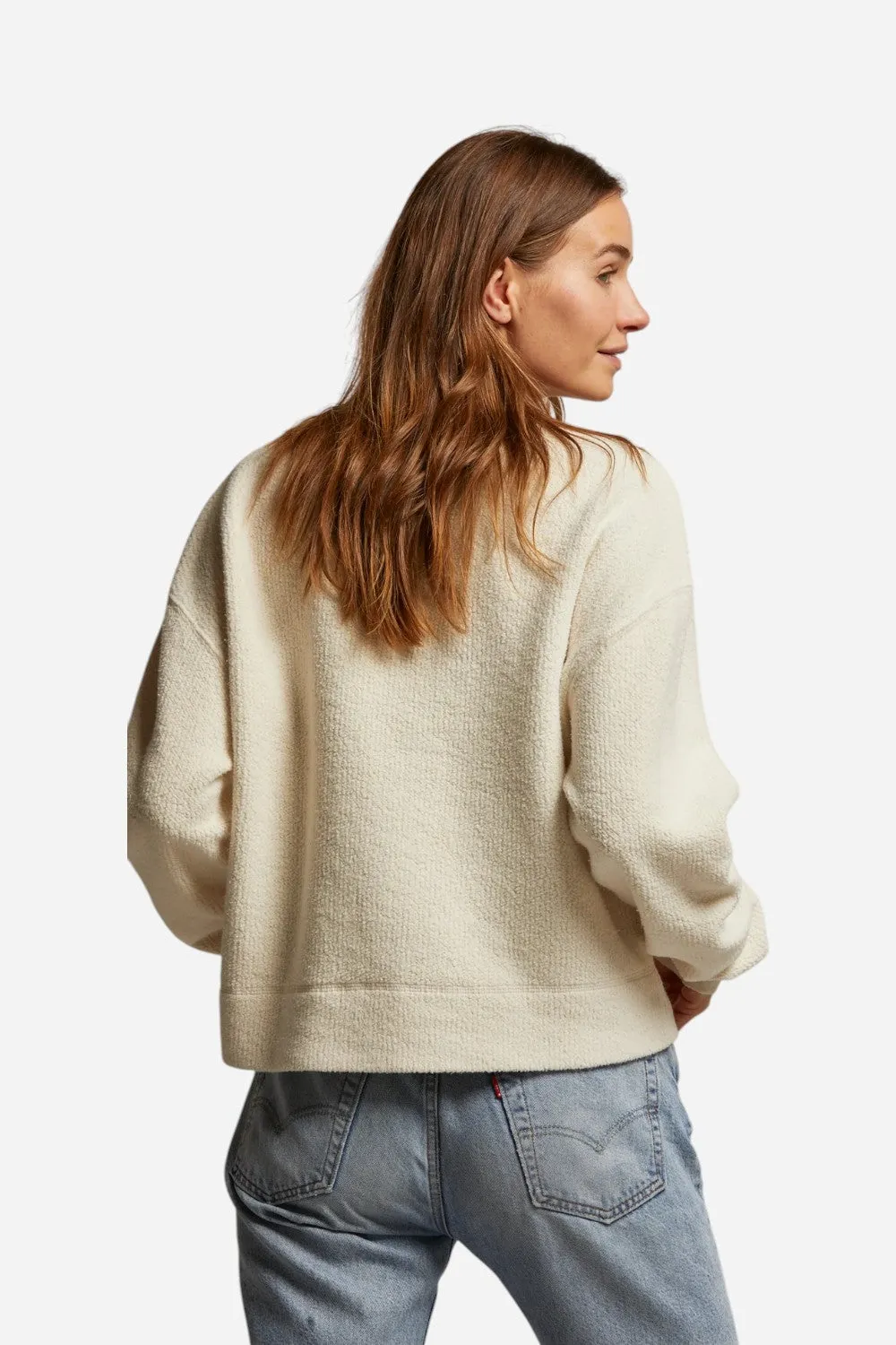 Perfect White Tee Mayer Reverse Fleece Crewneck in Oatmeal