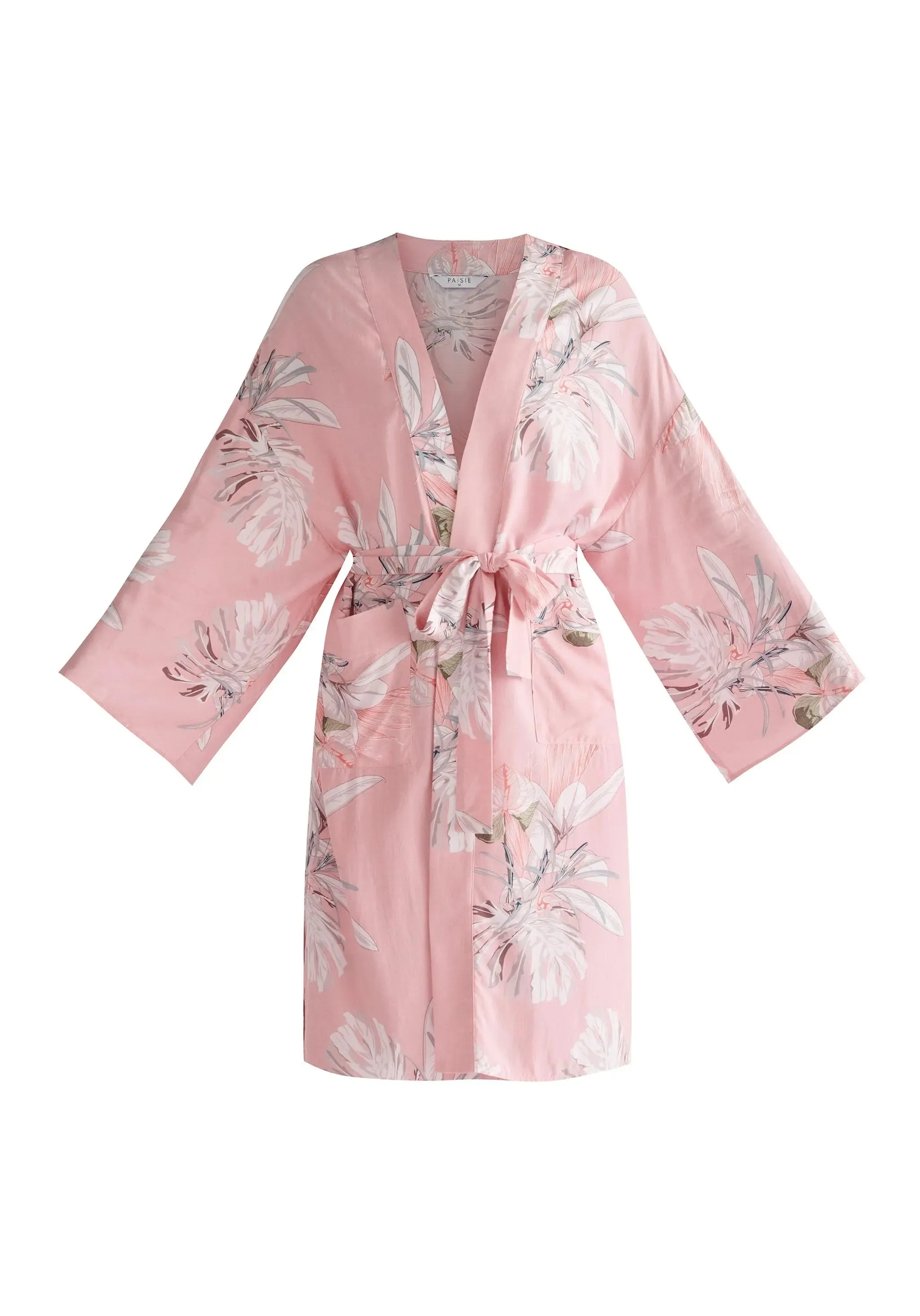 Pink, White and Green Floral Kimono Robe
