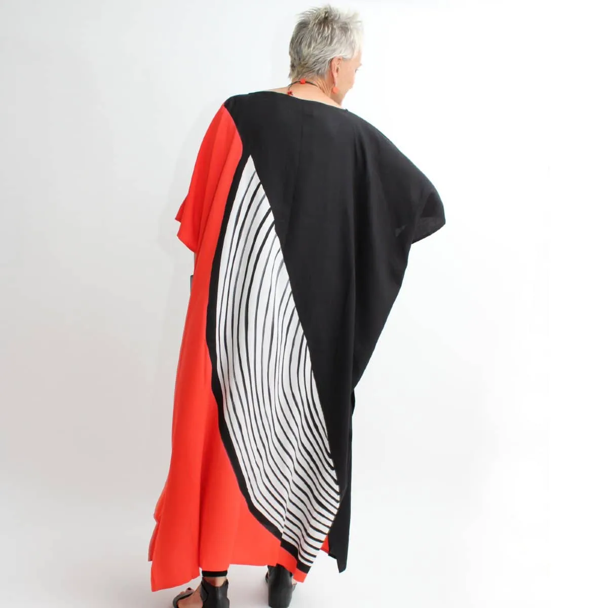 Red, Black, and White Half Circle Kaftan