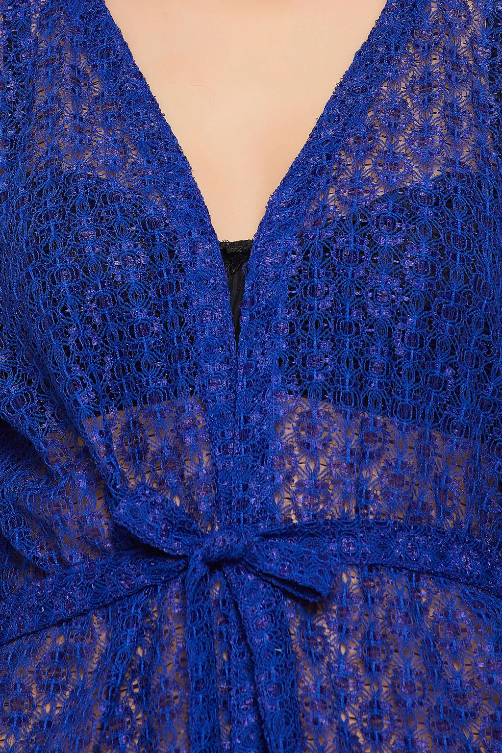 Royal Blue Lace Chic Basic Sheer Robe