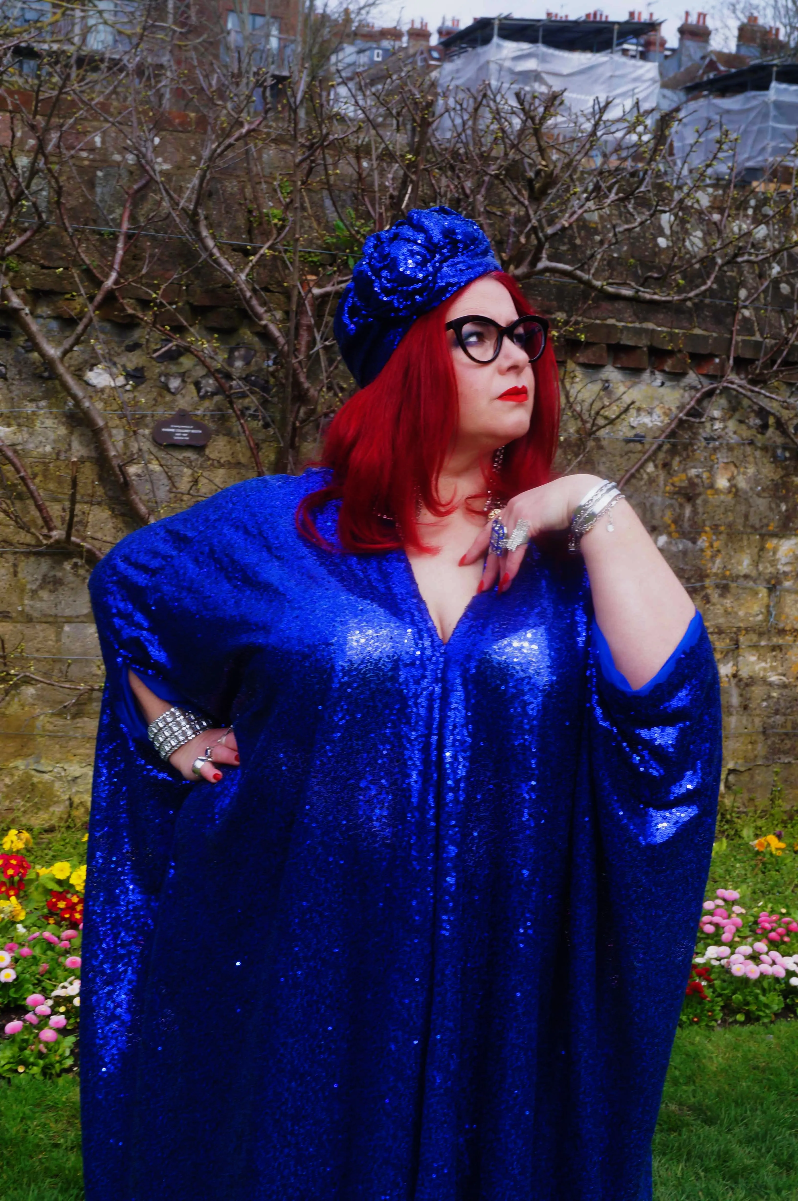 Royal Blue Sequin Kaftan Dress