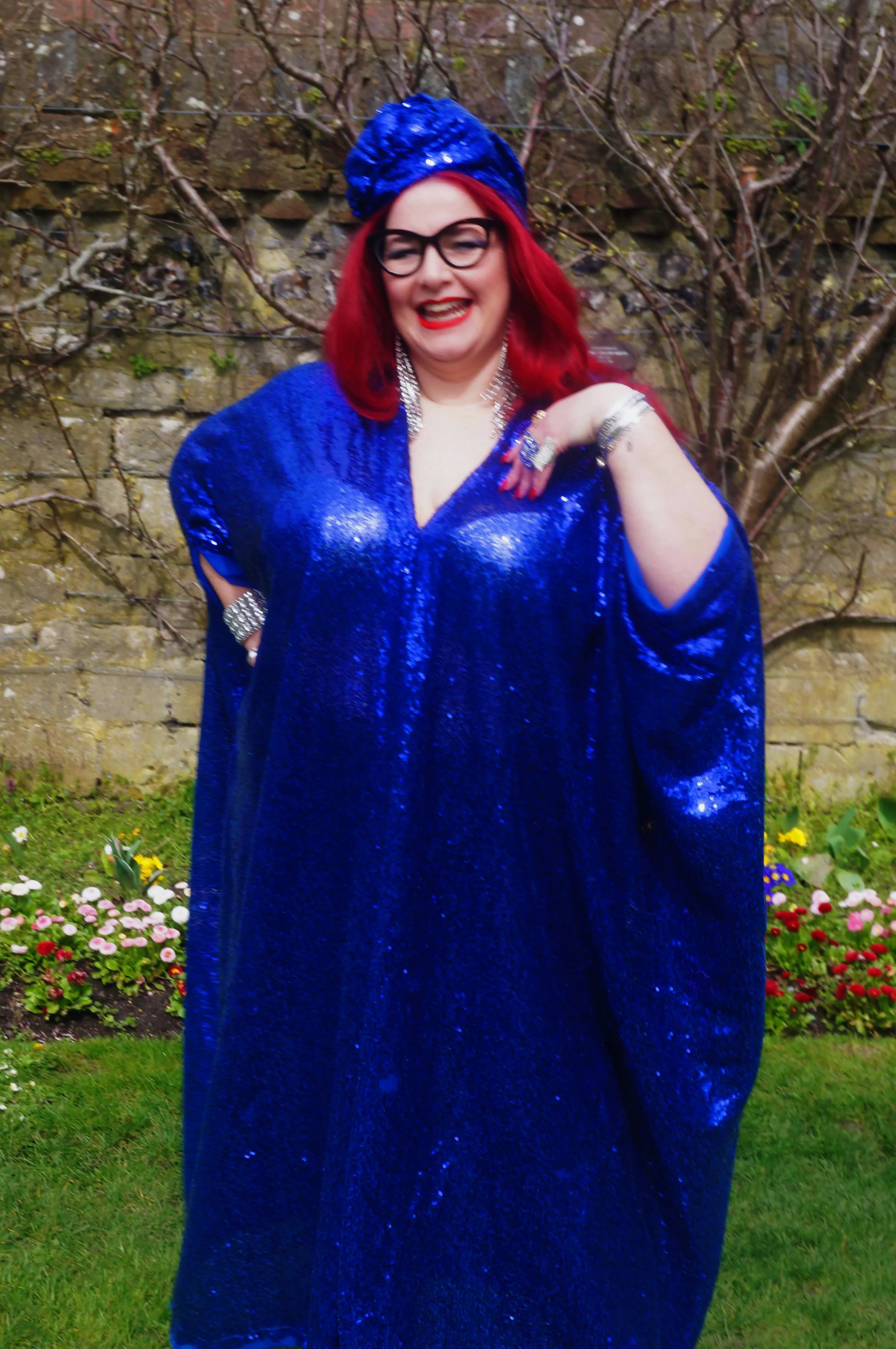 Royal Blue Sequin Kaftan Dress