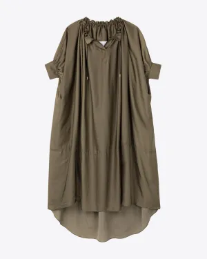 RUCHED NECKLINE KAFTAN - KHAKI
