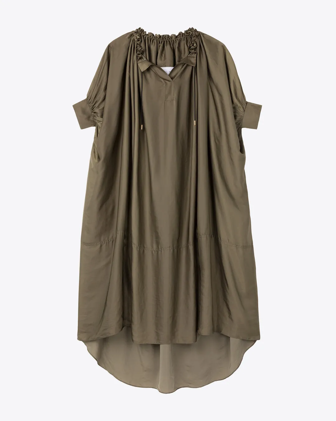RUCHED NECKLINE KAFTAN - KHAKI