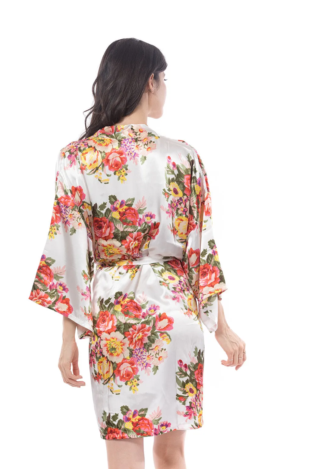 Satin Floral Blossom Robe Ivory