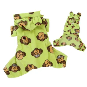 Silly Monkey Hooded Pajamas — Lime