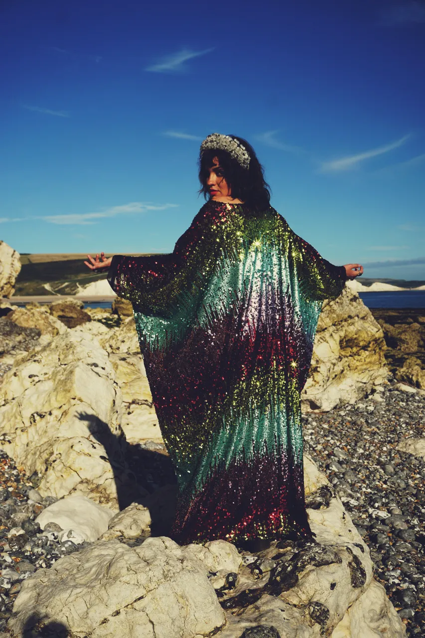 Siren Sequins - matte mint, baby pink, red and gold  - ROUND Neck