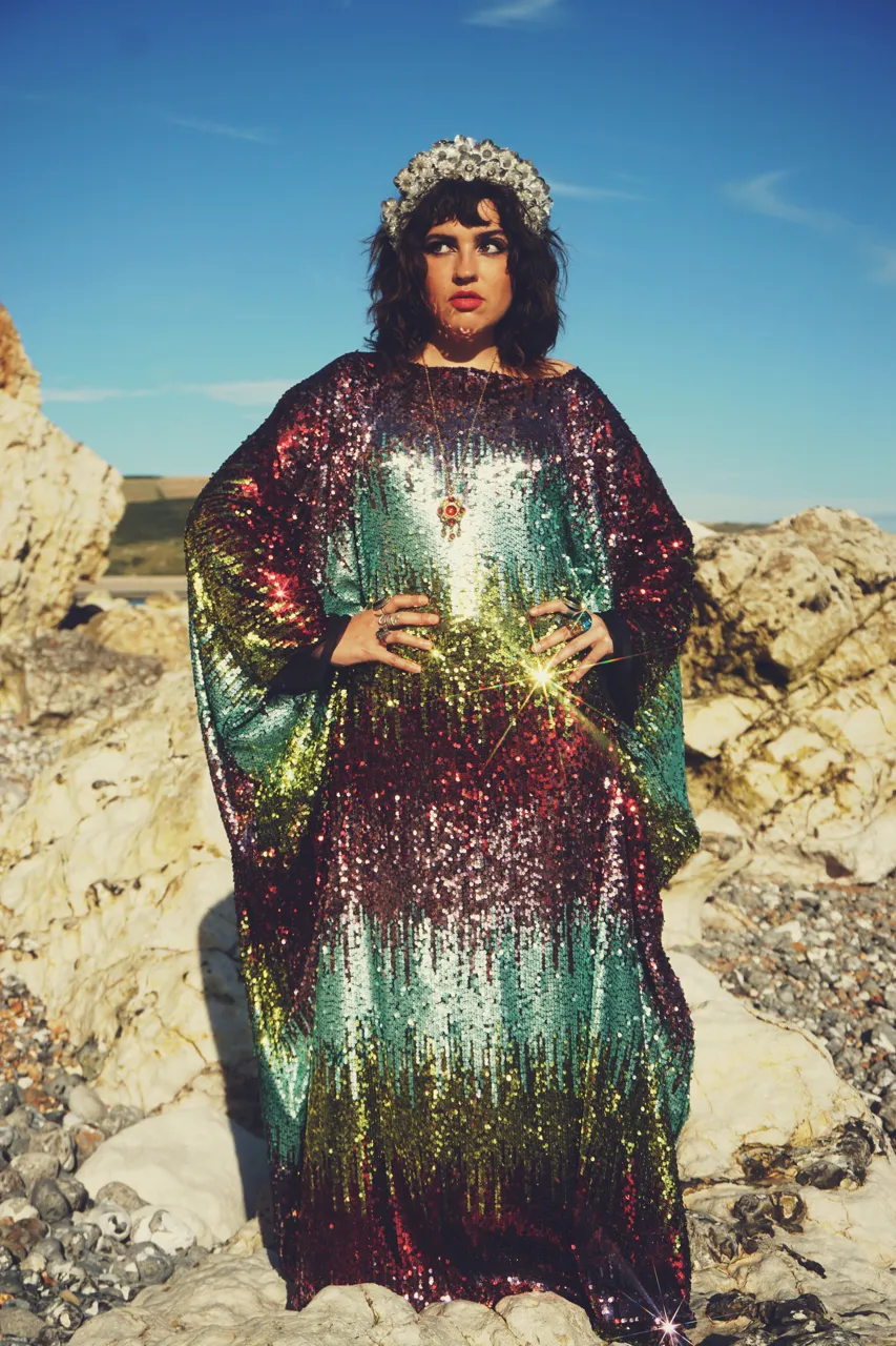 Siren Sequins - matte mint, baby pink, red and gold  - ROUND Neck
