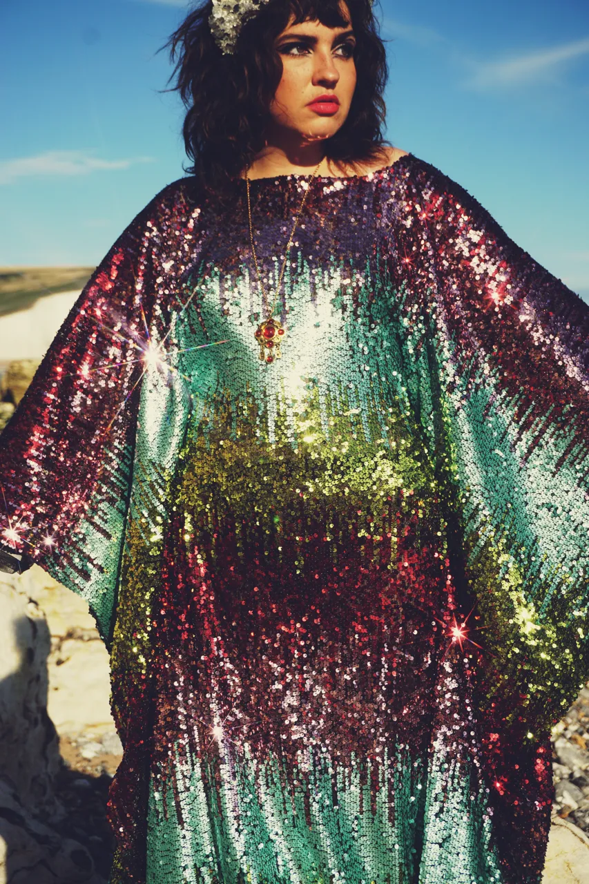 Siren Sequins - matte mint, baby pink, red and gold  - ROUND Neck