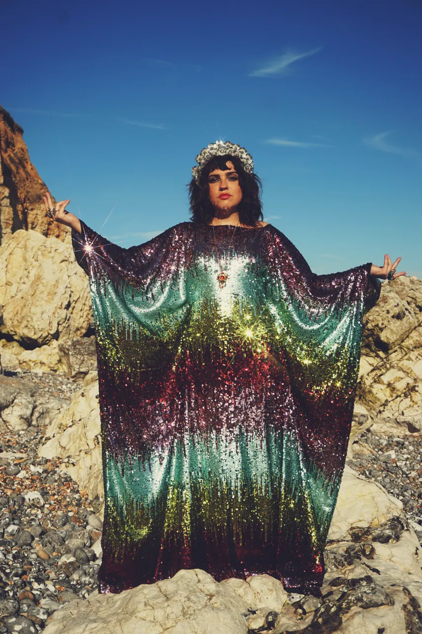 Siren Sequins - matte mint, baby pink, red and gold  - ROUND Neck