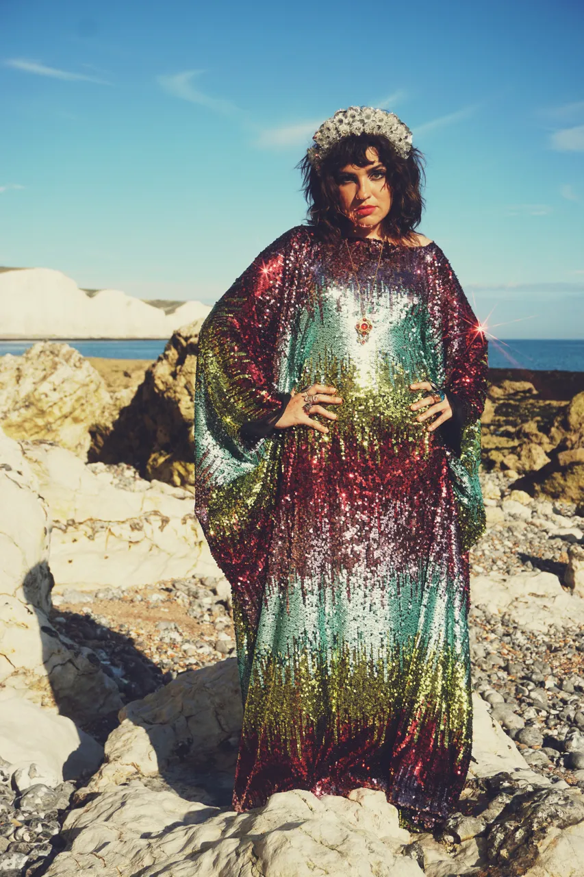 Siren Sequins - matte mint, baby pink, red and gold  - ROUND Neck