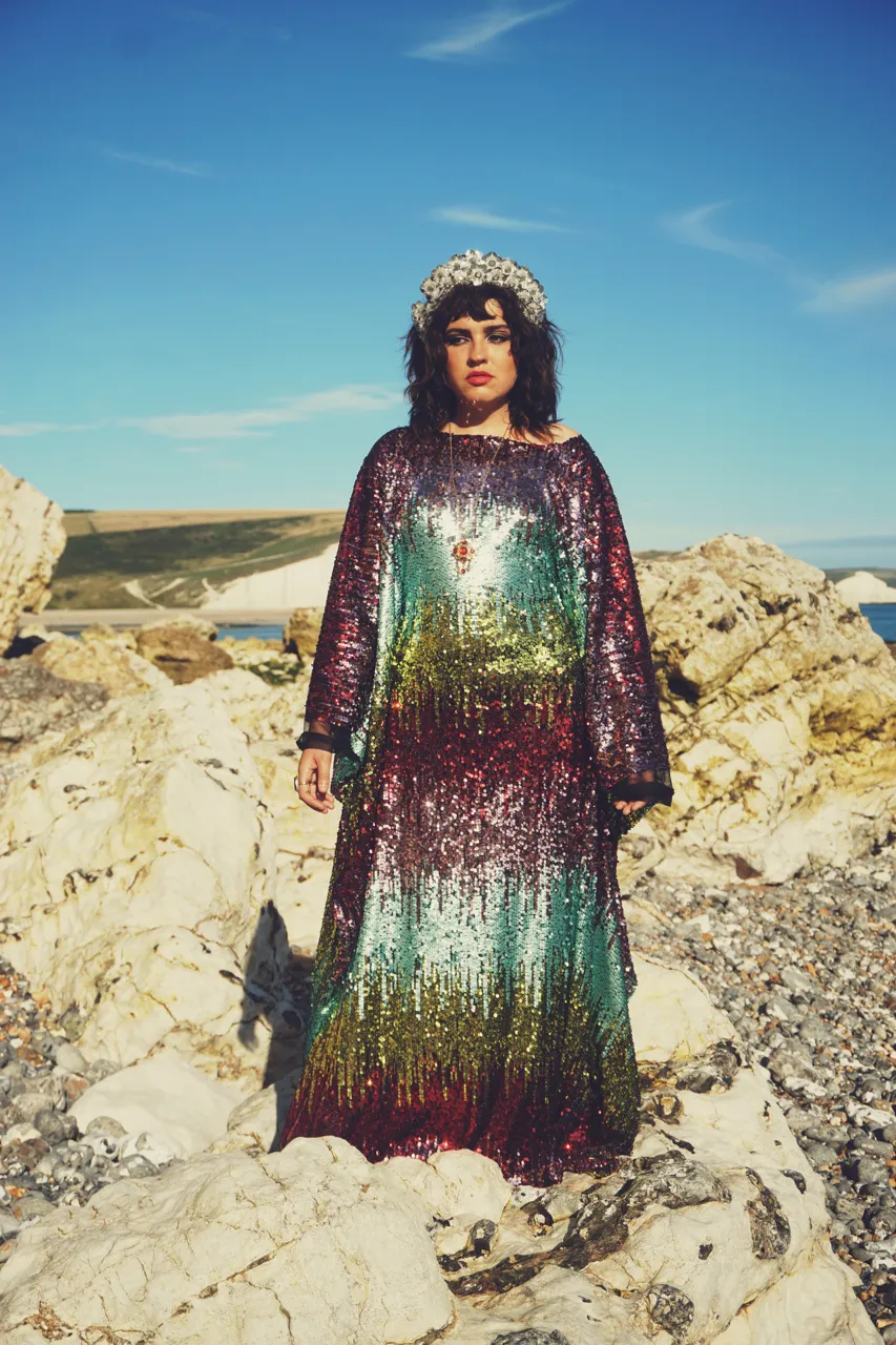 Siren Sequins - matte mint, baby pink, red and gold  - ROUND Neck