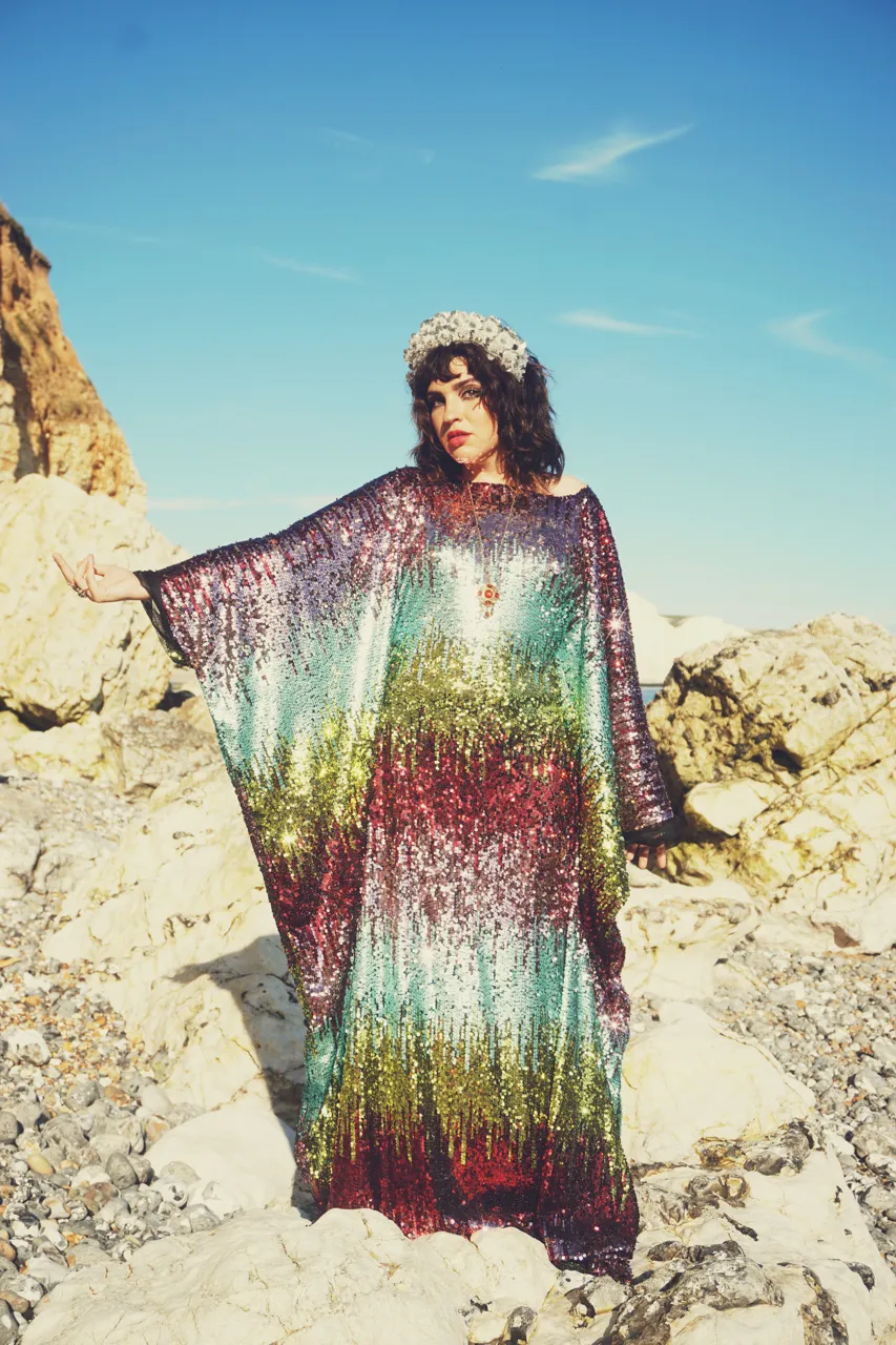Siren Sequins - matte mint, baby pink, red and gold  - ROUND Neck