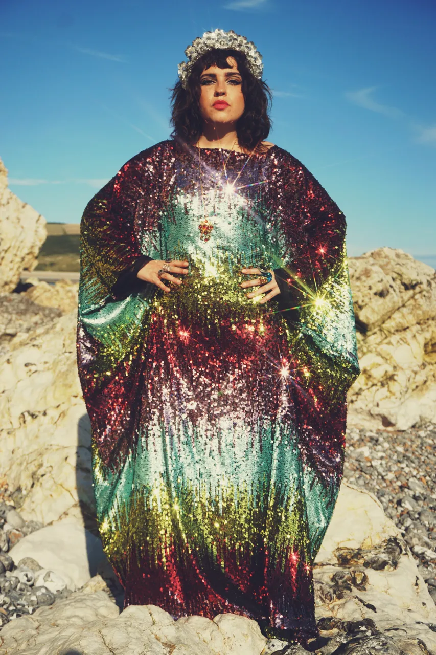 Siren Sequins - matte mint, baby pink, red and gold  - ROUND Neck