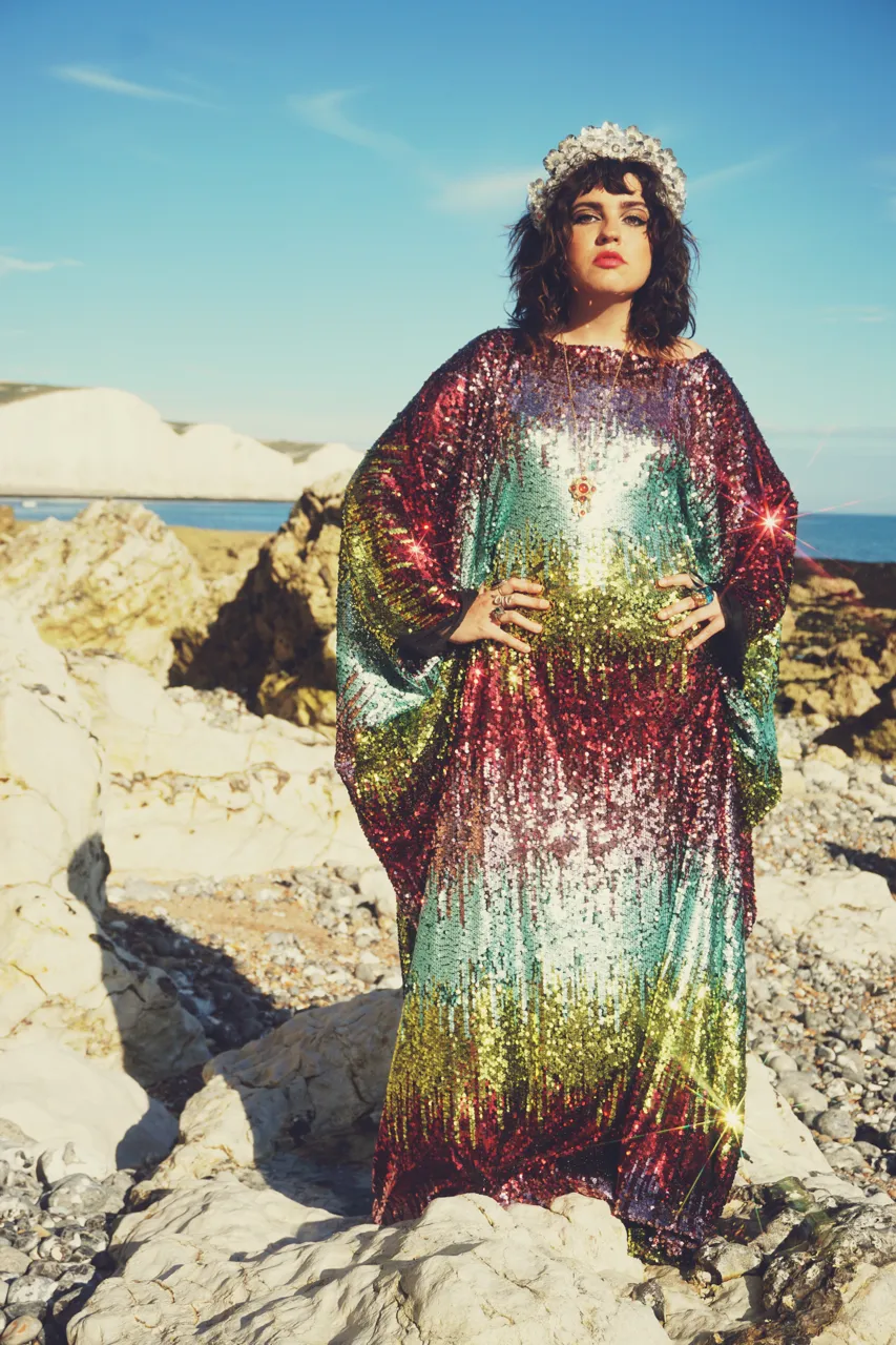 Siren Sequins - matte mint, baby pink, red and gold  - ROUND Neck