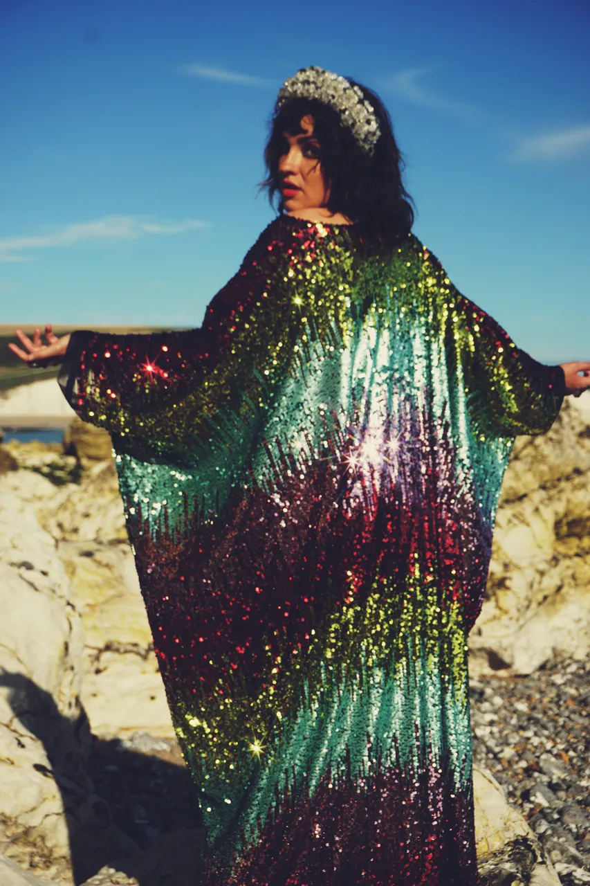 Siren Sequins - matte mint, baby pink, red and gold  - ROUND Neck