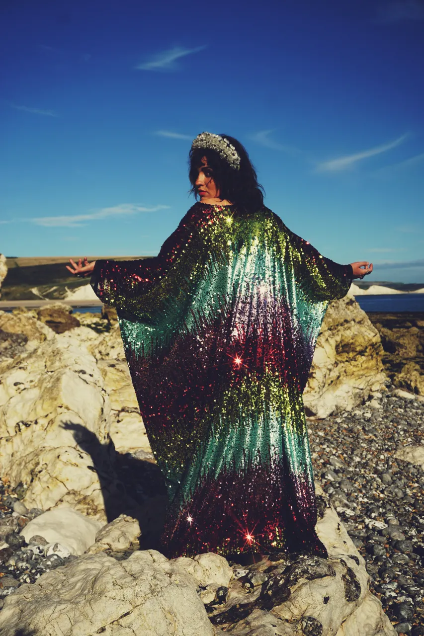 Siren Sequins - matte mint, baby pink, red and gold  - ROUND Neck