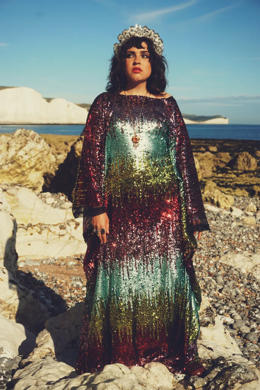 Siren Sequins - matte mint, baby pink, red and gold  - ROUND Neck