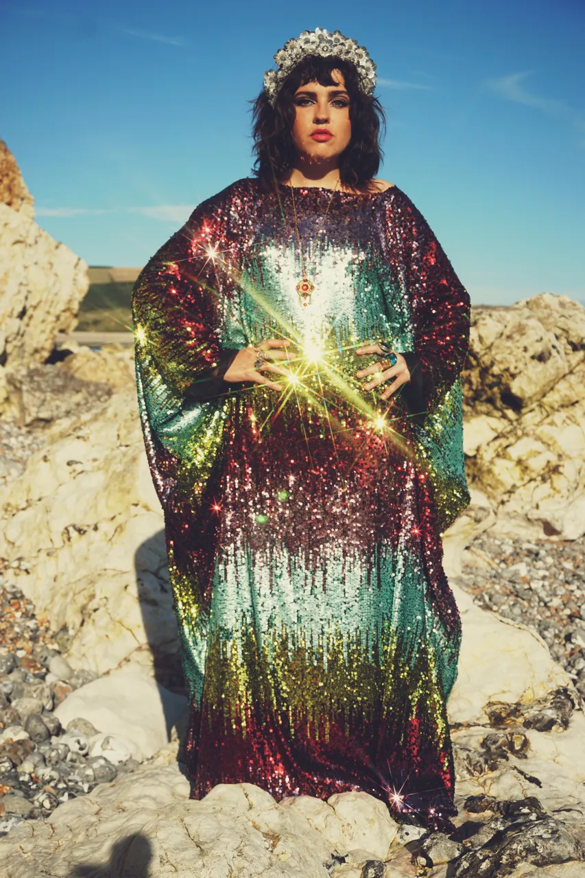 Siren Sequins - matte mint, baby pink, red and gold  - ROUND Neck