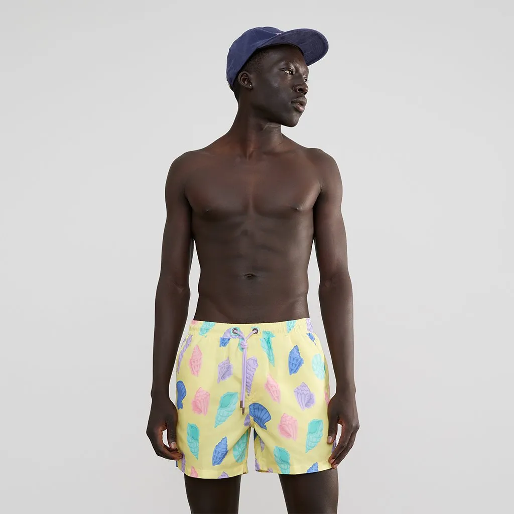 Skwosh Club MENS SHE SELLS SEA SHELLS SWIM SHORTS - YELLOW