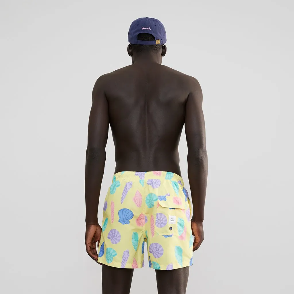 Skwosh Club MENS SHE SELLS SEA SHELLS SWIM SHORTS - YELLOW