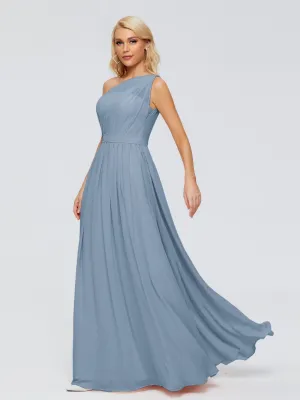 Slate Blue Bridesmaid Dresses Uk Arabella One Shoulder Sash Bridesmaid Dresses