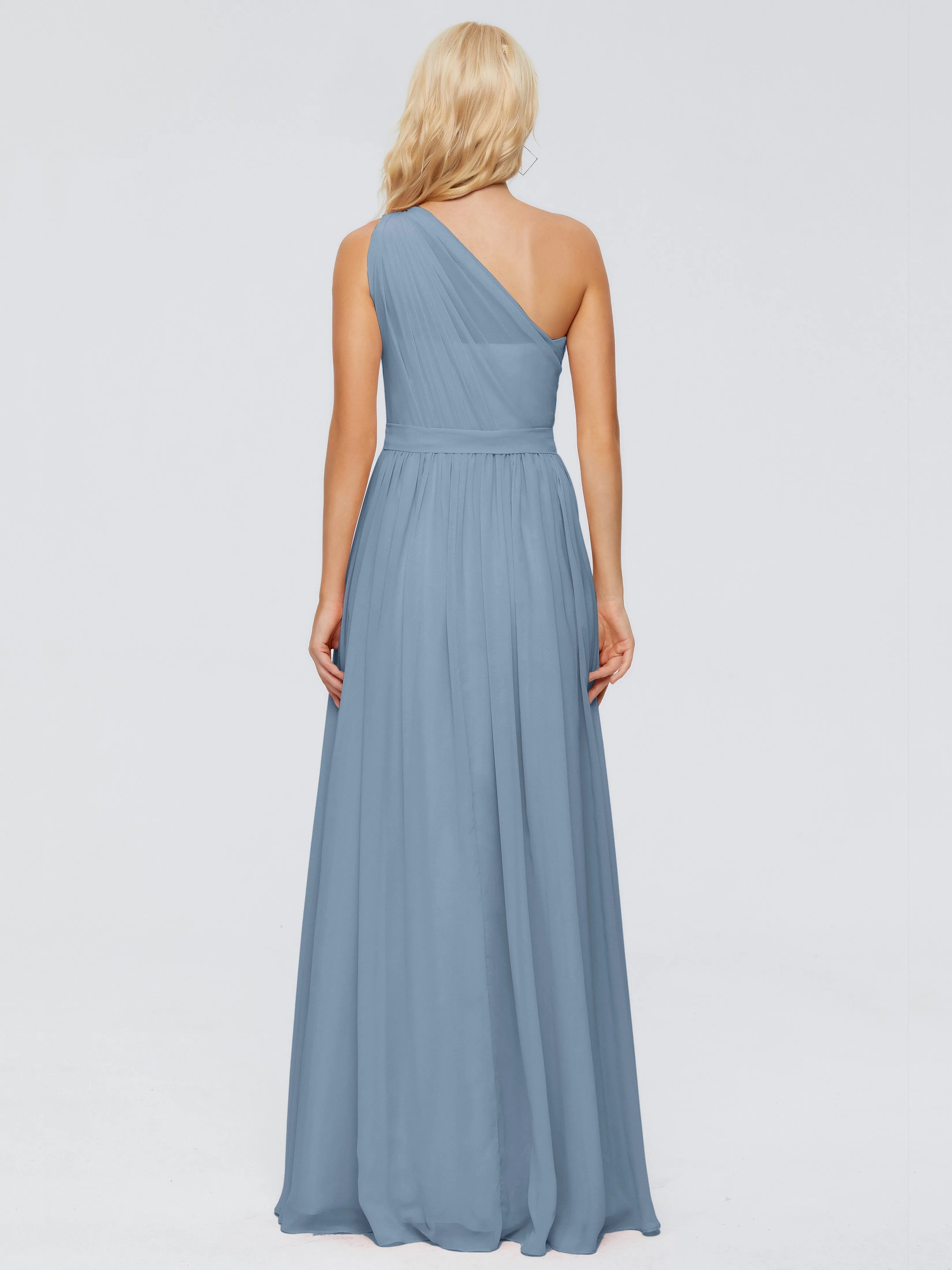 Slate Blue Bridesmaid Dresses Uk Arabella One Shoulder Sash Bridesmaid Dresses
