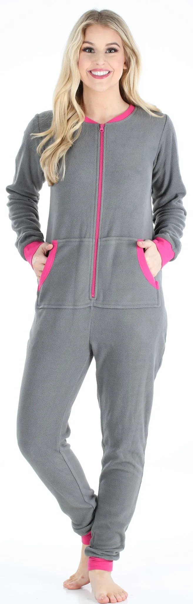 Sleepyheads Women’s Fleece Non-Footed Solid Color Onesie Pajamas Jumpsuit