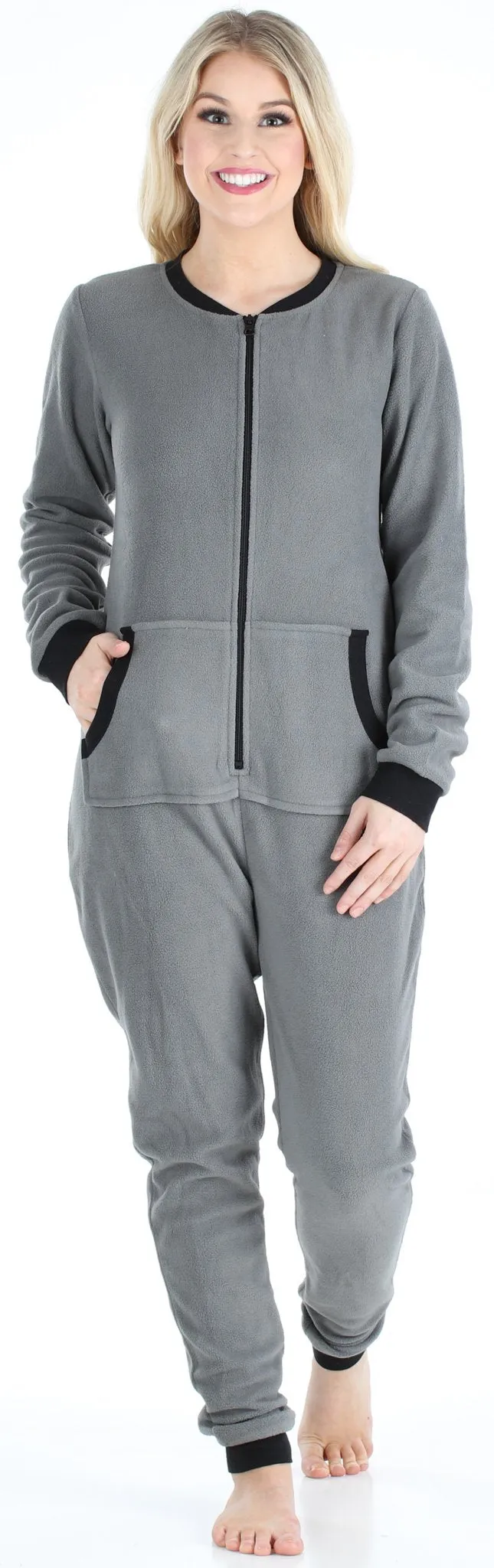 Sleepyheads Women’s Fleece Non-Footed Solid Color Onesie Pajamas Jumpsuit