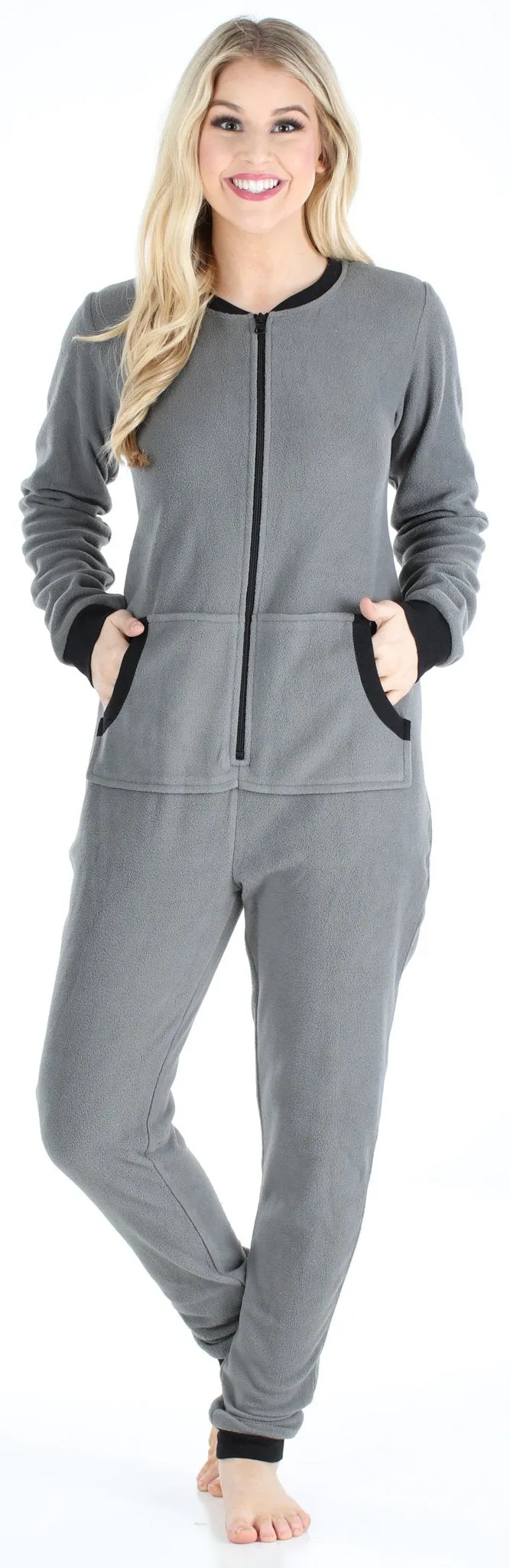 Sleepyheads Women’s Fleece Non-Footed Solid Color Onesie Pajamas Jumpsuit