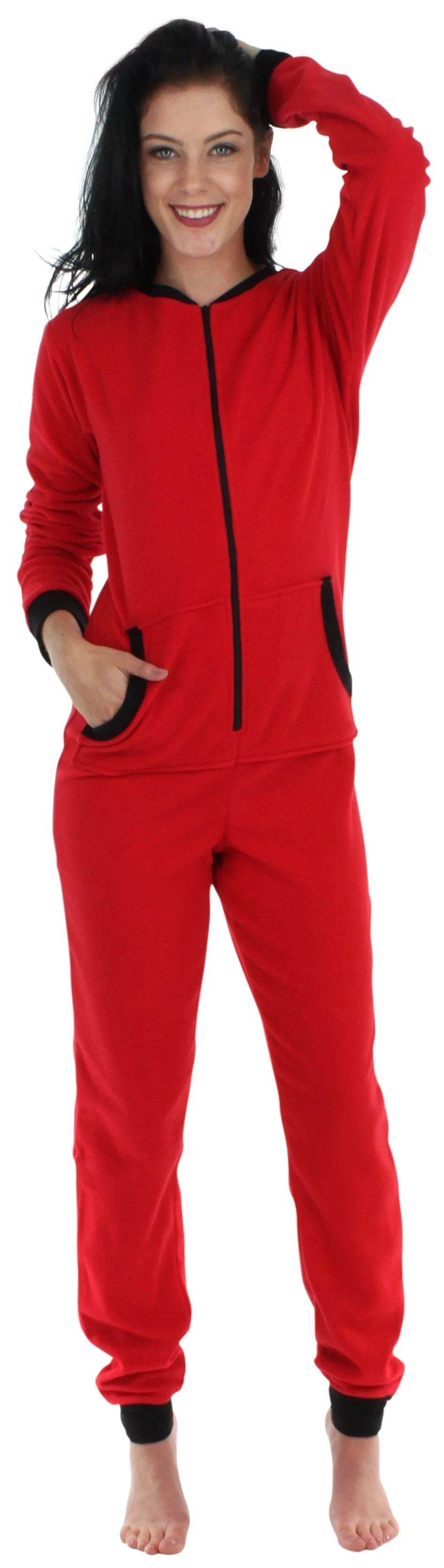 Sleepyheads Women’s Fleece Non-Footed Solid Color Onesie Pajamas Jumpsuit