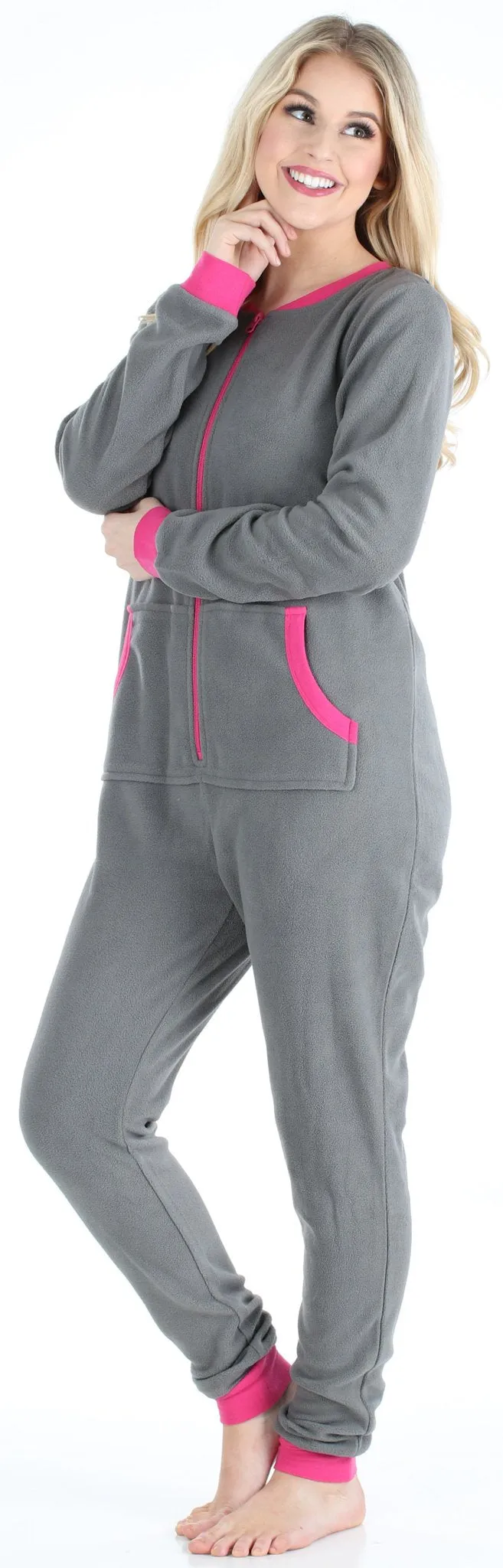 Sleepyheads Women’s Fleece Non-Footed Solid Color Onesie Pajamas Jumpsuit
